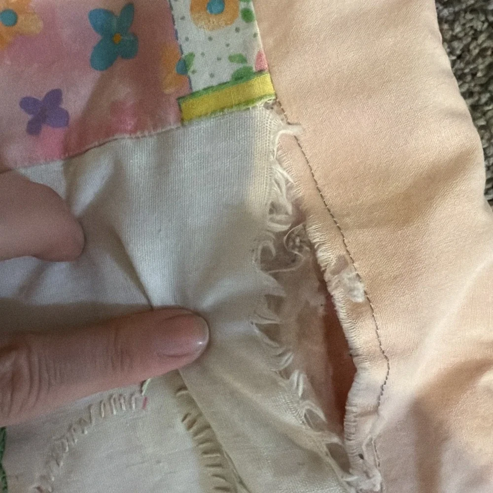 Vintage Handmade Embroidered‎ Baby Quilt